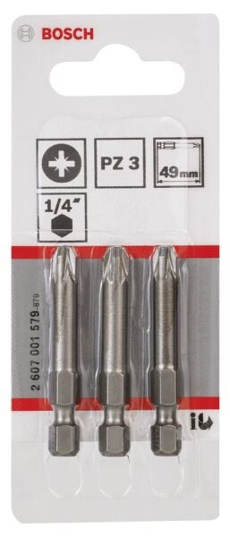 Bosch - Extra Hard Serisi Vidalama Ucu PZ 3*49 mm 3'lü