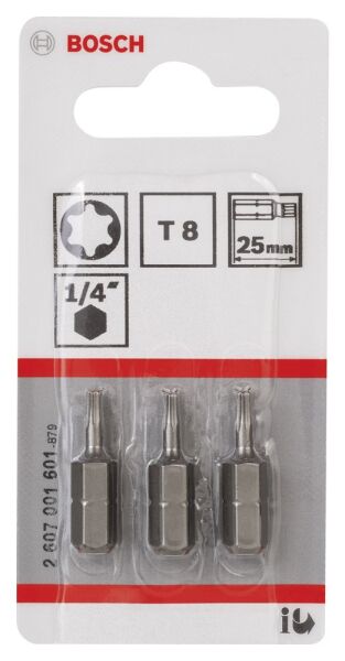 Bosch - Extra Hard Serisi Vidalama Ucu T8*25 mm 3'lü