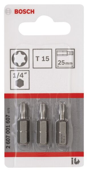 Bosch - Extra Hard Serisi Vidalama Ucu T15*25 mm 3'lü
