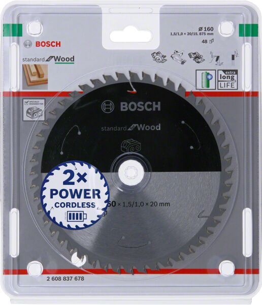 Bosch - Standard for Serisi Ahşap için Akülü Daire Testere Bıçağı 160*20 mm 48 Diş