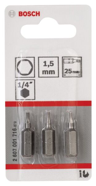 Bosch - Extra Hard Serisi HEX1.5*25 mm 3'lü