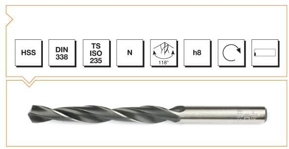 Makina Takım HSS DIN 338 Silindirik Saplı Kısa Haddeli Matkap Ucu 7.5 mm