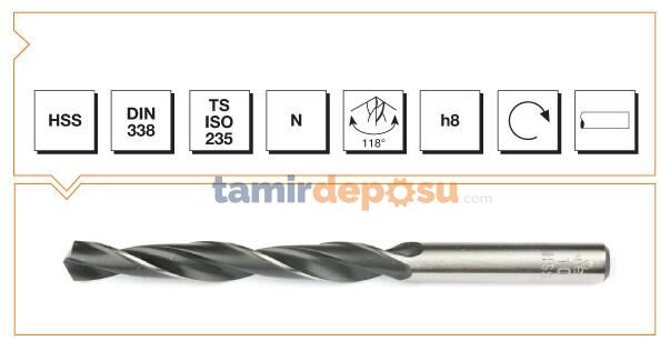 Makina Takım HSS DIN 338 Silindirik Saplı Kısa Haddeli Matkap Ucu 6.8 mm