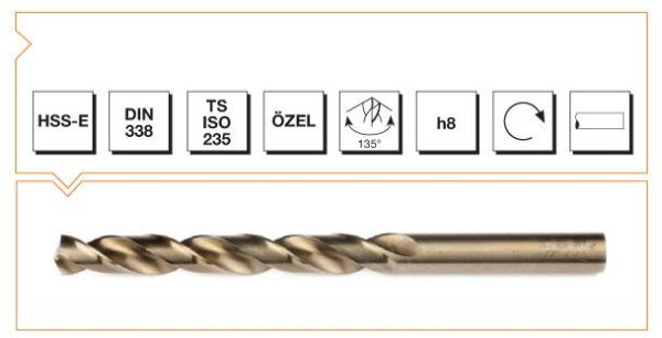 Makina Takım HSS-E DIN 338 Silindirik Saplı Kısa Matkap Ucu (Altın Seri) 7.5 MM