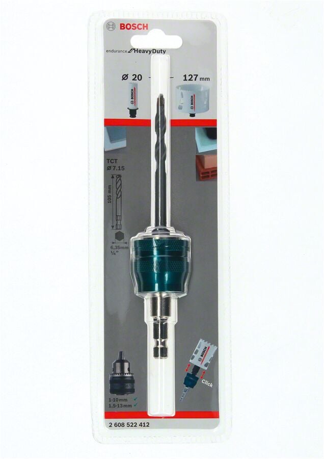 Bosch - Power Change Plus Adaptör, Endurance ve Speed Seri Delik Açma Testereleri için TCT 105 mm Merkezleme Ucu ve Ø 8.7 mm Şaft Girişli