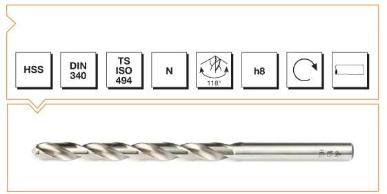 Makina Takım HSS DIN 340 Silindirik Saplı Uzun Matkap Ucu 8 MM