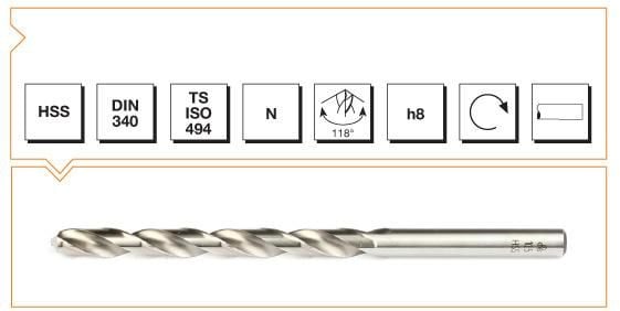 Makina Takım HSS DIN 340 Silindirik Saplı Uzun Matkap Ucu 4 MM