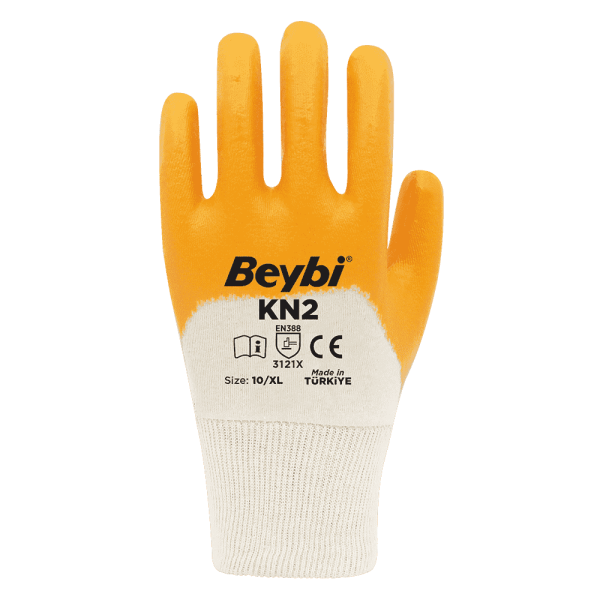 Beybi KN2 Pamuk Nitril Eldiven Beyaz Sarı No:10
