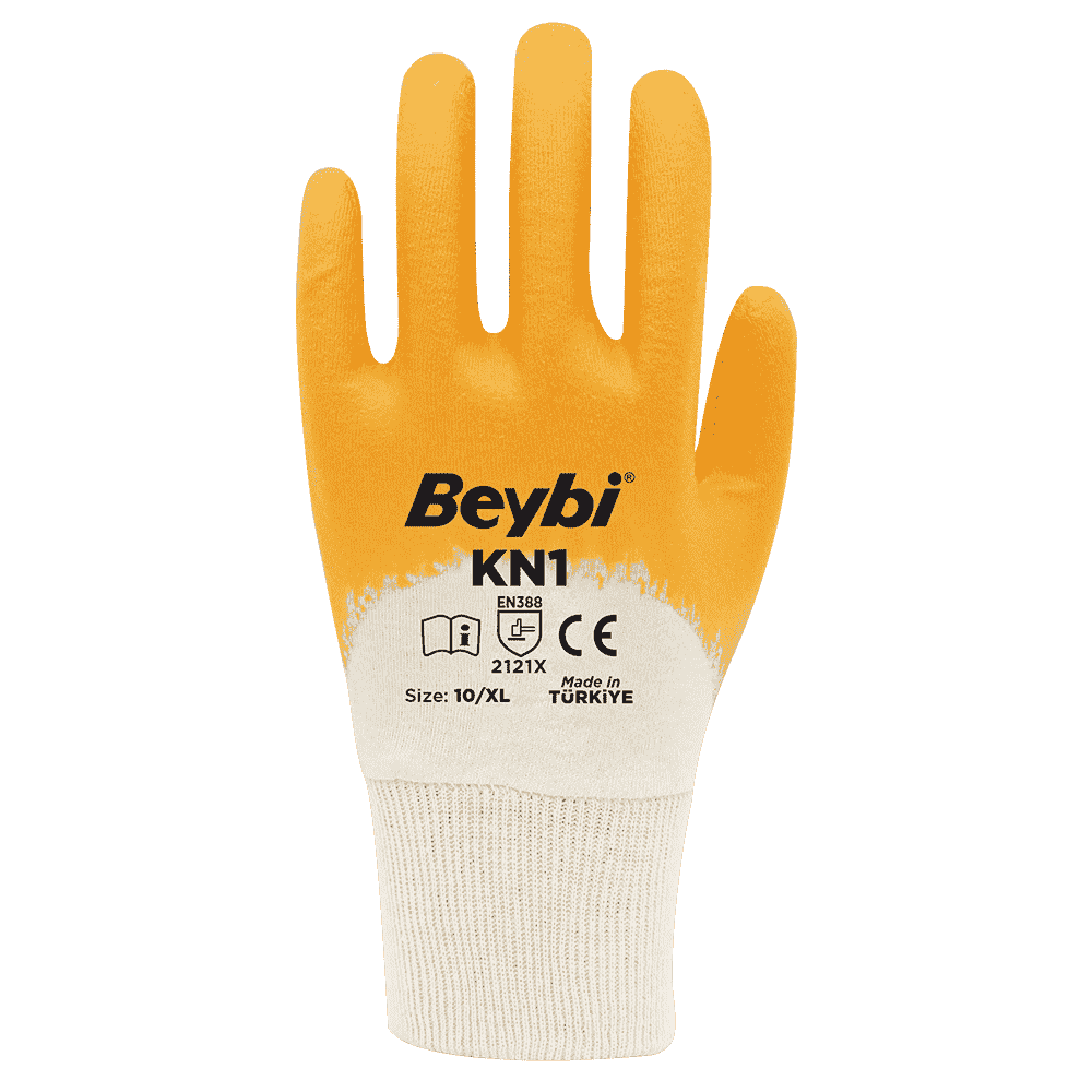 Beybi KN1 Pamuk Nitril Eldiven Beyaz Sarı No:09