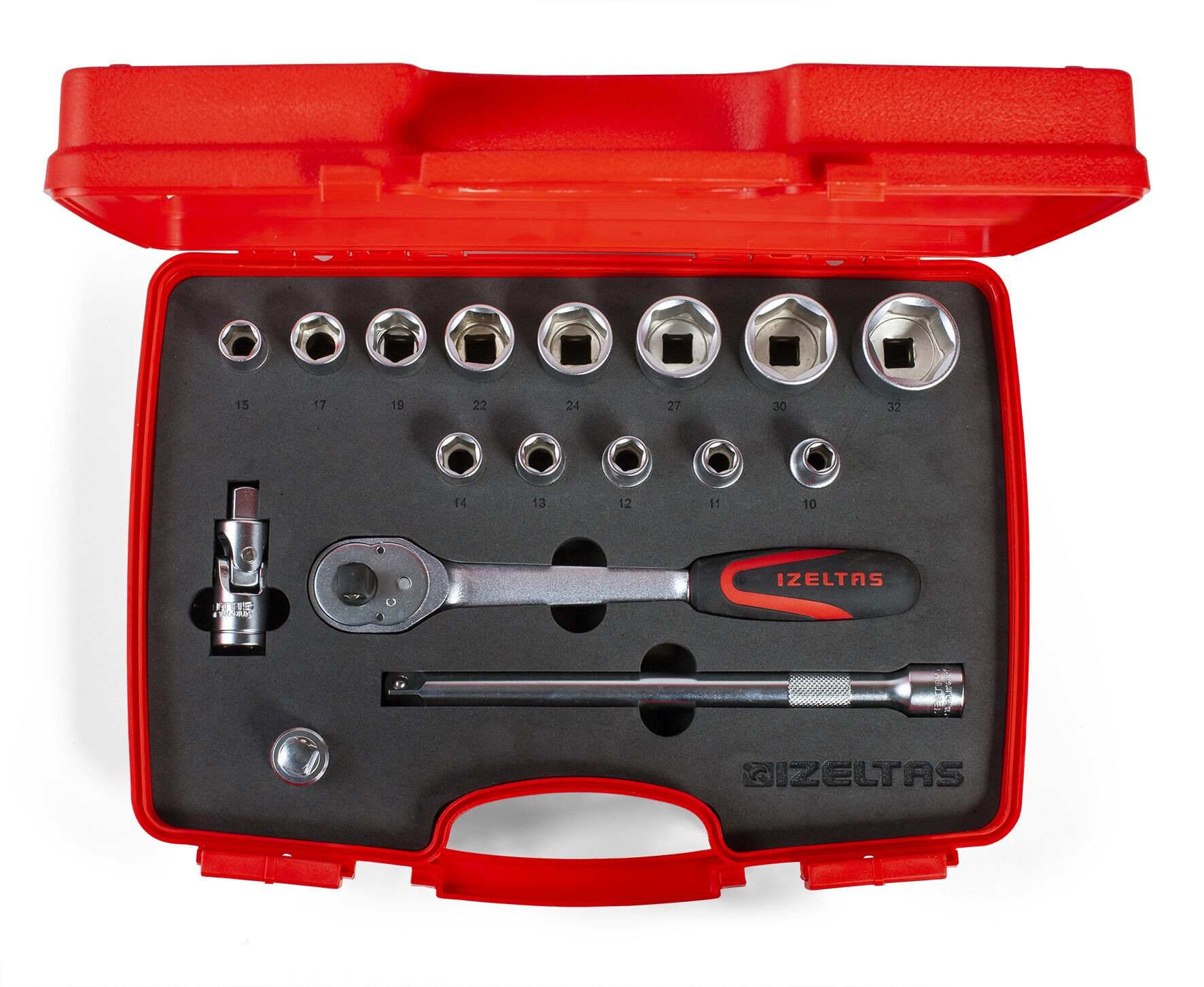 İzeltaş 17 Parça 1/2'' Altı Köşe Lokma Anahtar Takımı (U Kolsuz) - 1113002017