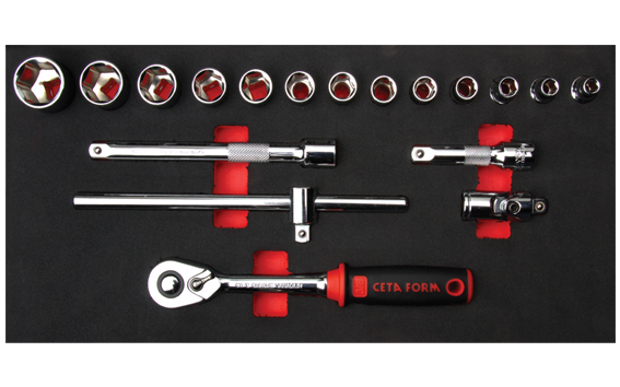 Ceta Form 18 Parça 3/8'' 6 Köşe Lokma Takımı (EVA'lı)  - C10-E18H2