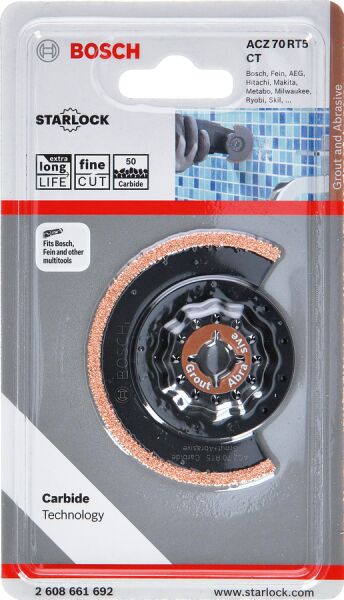 Bosch - Starlock - ACZ 70 RT5 - Carbide RIFF Zımpara Uçlu Dar Kesim Segman Testere Bıçağı 50 Kum Kalınlığı 1'li