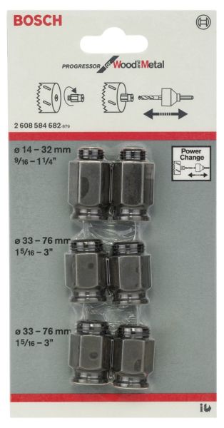 Bosch - Power Change Değiştirme Kiti, Yeni Progressor Serisi Delik Açma Testeresi (Panç) için 6 Parça