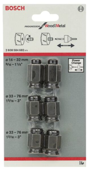 Bosch - Power Change Değiştirme Kiti, Yeni Progressor Serisi Delik Açma Testeresi (Panç) için 6 Parça