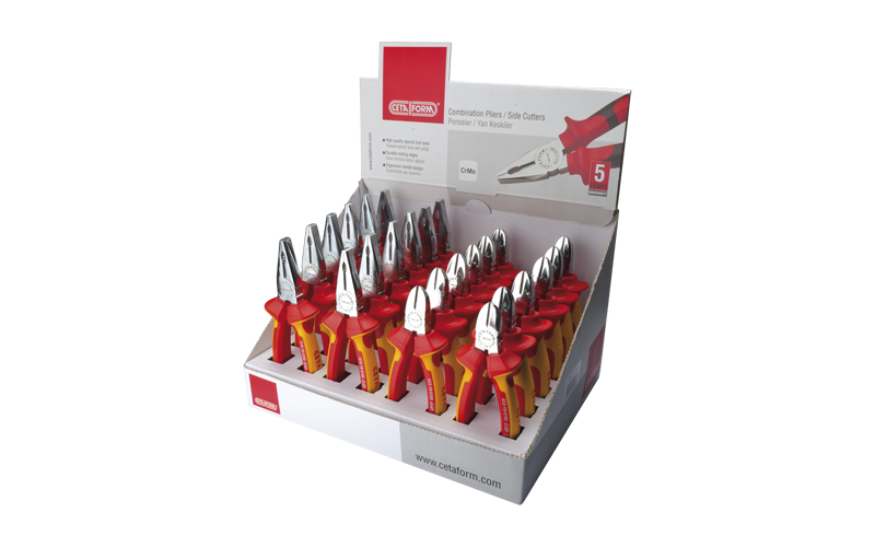 Ceta Form 24 Parça 1000V Pense Teşhir Paketi - Parlak Krom  (VDE) - SG18-24