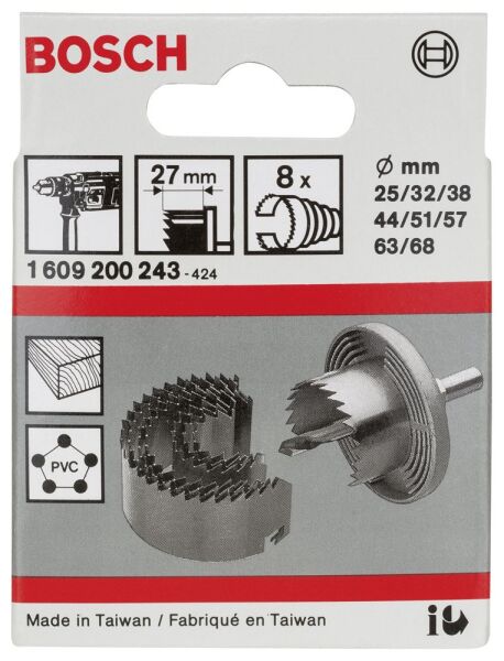 Bosch - Ahşap için 8 Parça Delik Açma Testeresi (Panç) Ø 25-32-38-44-51-57-63-68 mm