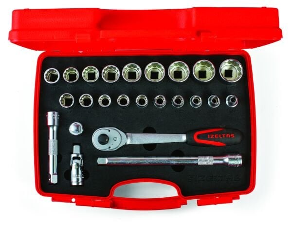 İzeltaş 24 Parça 1/2'' On İki Köşe Lokma Anahtar Takımı (U Kolsuz - SAE) - 1413006024