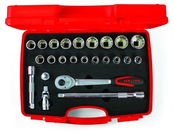İzeltaş 24 Parça 1/2'' On İki Köşe Lokma Anahtar Takımı (U Kolsuz - SAE) - 1413006024