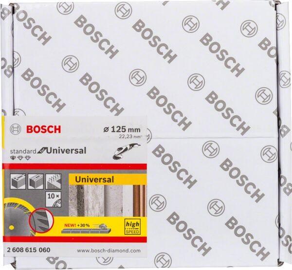 Bosch - Standard Seri Genel Yapı Malzemeleri İçin Elmas Kesme Diski 125 mm 10'lu  Paket