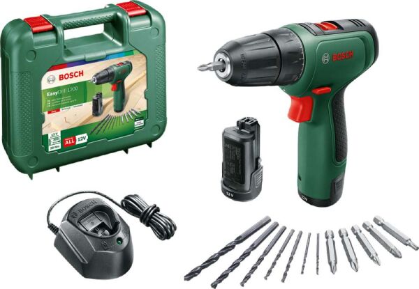 Bosch EasyDrill 1200 Akülü Delme Vidalama Makinesi + GAL 1210 CV + Aksesuar Seti (Çift Akülü) - 06039D3007