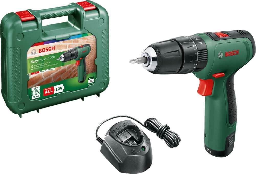 Bosch EasyImpact 1200 Akülü Darbeli Delme Vidalama Makinesi + GAL 1210 CV (Tek Akülü) - 06039D3104