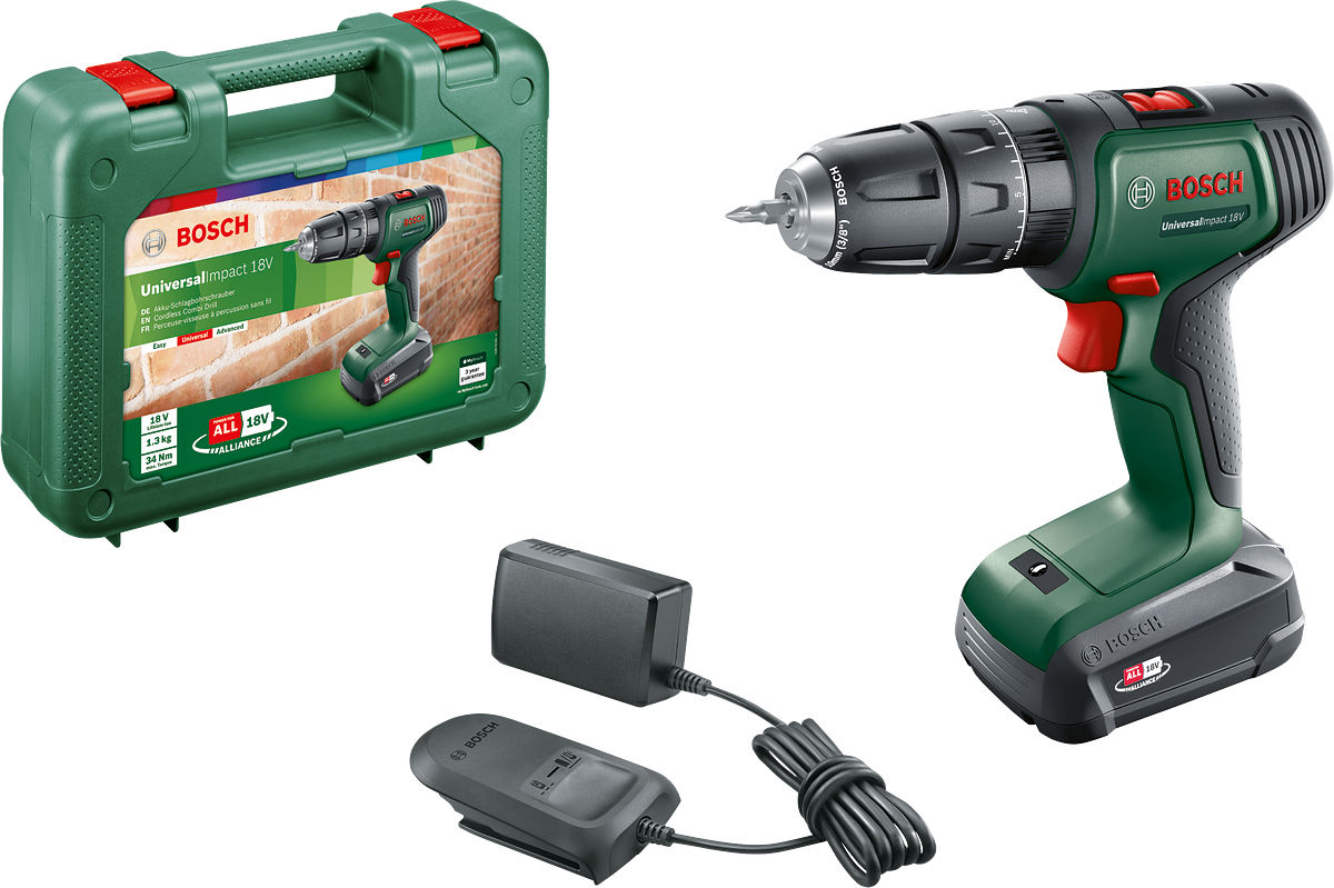 Bosch UniversalImpact 18 Tek Akülü Darbeli Delme Vidalama Makinesi (1 x 1.5 Ah) - 06039D4101
