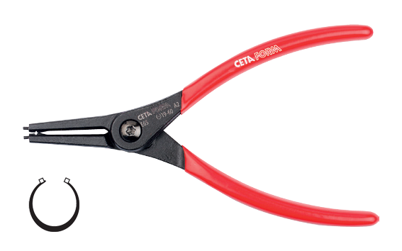 Ceta Form Dış Segman Pensesi /Düz Uç-Yaylı 225 mm (40-100 mm) - E65-44-0225