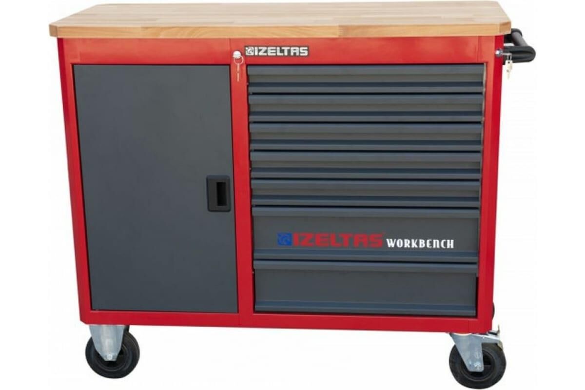 İzeltaş Takım Dolabı Ahşap Üst Tablalı Workbench (7 Çekmeceli) - 8247321007