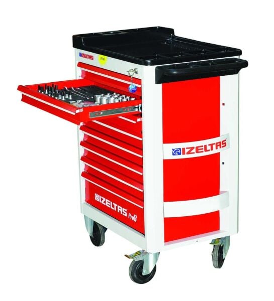 İzeltaş 8 Çekmecelı Pro8 Mobıl Takım Dolabı Kırmızı ( Dolu - 206 ) 8241001209