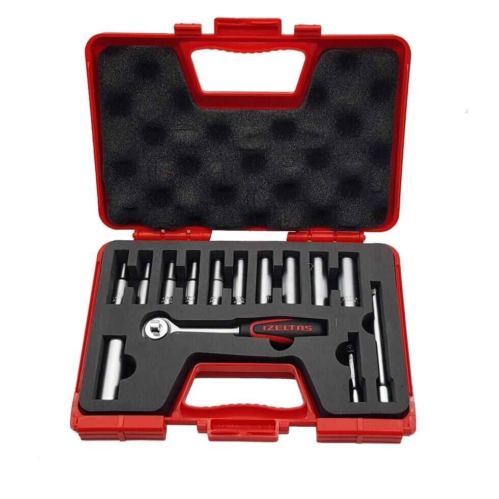 İzeltaş 14 Parça 1/4'' Altı Köşe Derin Lokma Anahtar Takımı - 1107006014