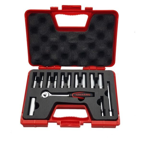 İzeltaş 14 Parça 1/4'' Altı Köşe Derin Lokma Anahtar Takımı - 1107006014