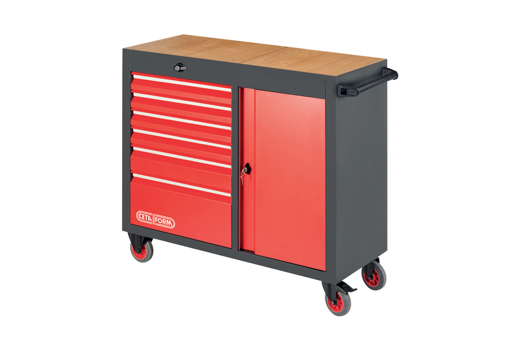 Ceta Form GT-PLUS Ahşap Tezgahlı XL Takım Arabası (Boş) - 6 Çekmeceli - A01-06WW