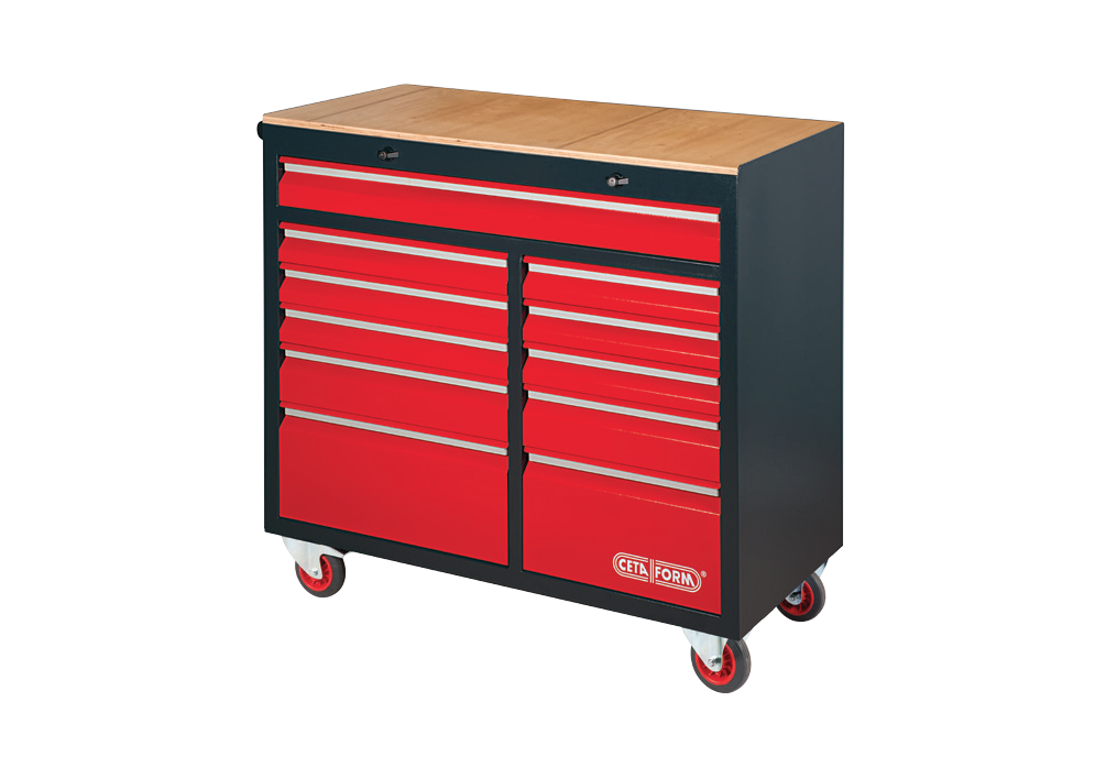 Ceta Form GT PLUS Jumbo XL Takım Arabası - Ahşap Tezgahlı (Boş) - 11 Çekmeceli - A01-11W