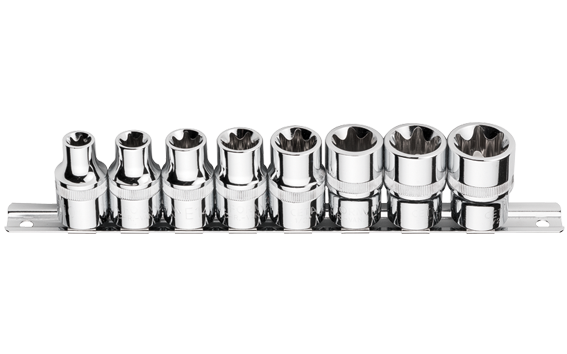 Ceta Form 8 Parça 1/2'' Dış Torx Lokma Anahtar Takımı (Raylı) - C26-R08