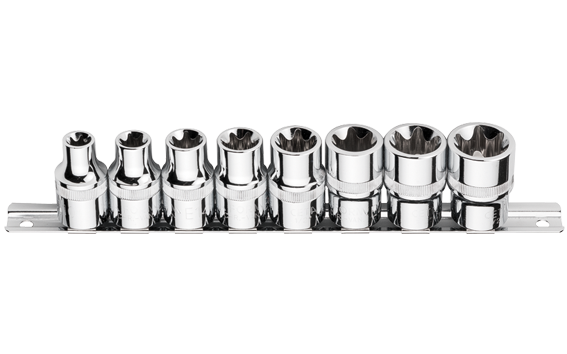 Ceta Form 8 Parça 1/2'' Dış Torx Lokma Anahtar Takımı (Raylı) - C26-R08