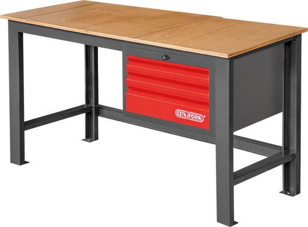 Ceta Form Çalışma Masası - Ahşap Tezgahlı / 3 Çekmeceli - A17D-W