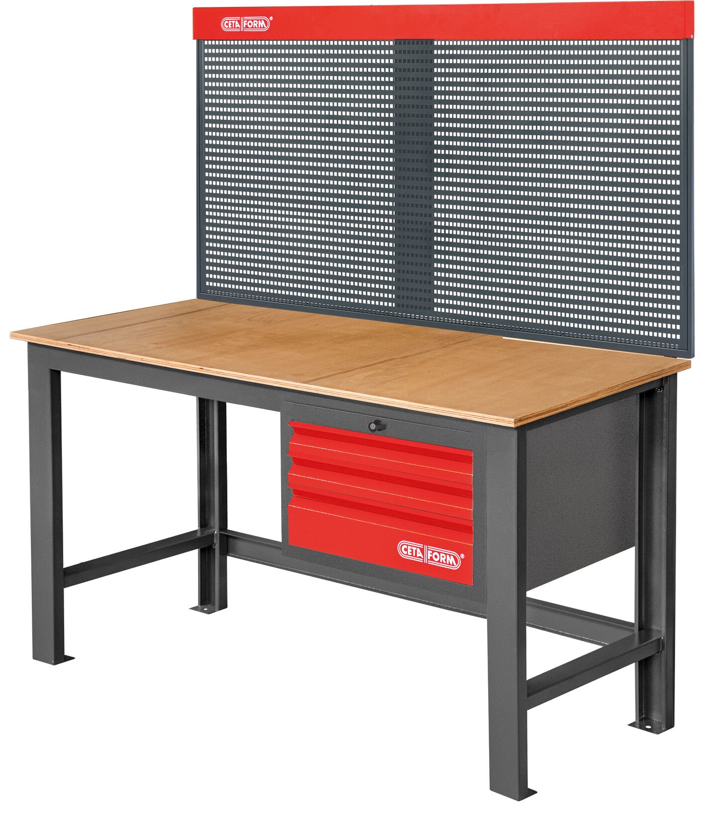 Ceta Form Çalışma Masası - Ahşap Tezgahlı (Panolu) / 3 Çekmeceli - A17D-WP