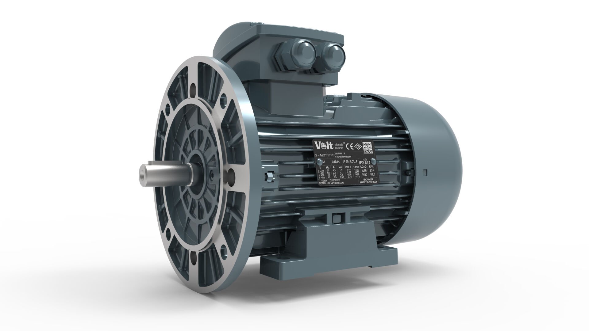 Volt Trifaze Elektrik Motoru 1.1 Kw 4P 1500D/D Trf 90S 2/4V IE3 Yy B35